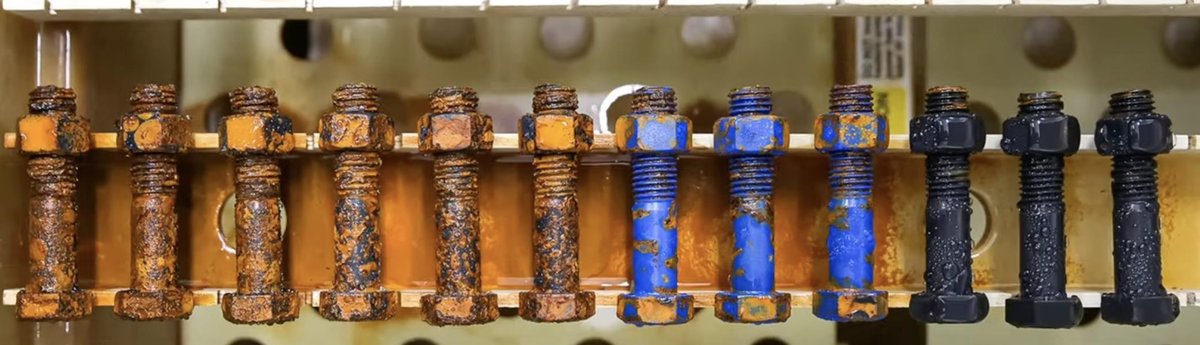 Salt test bolt comparison at 24, 48, 530, and 4000 hours
