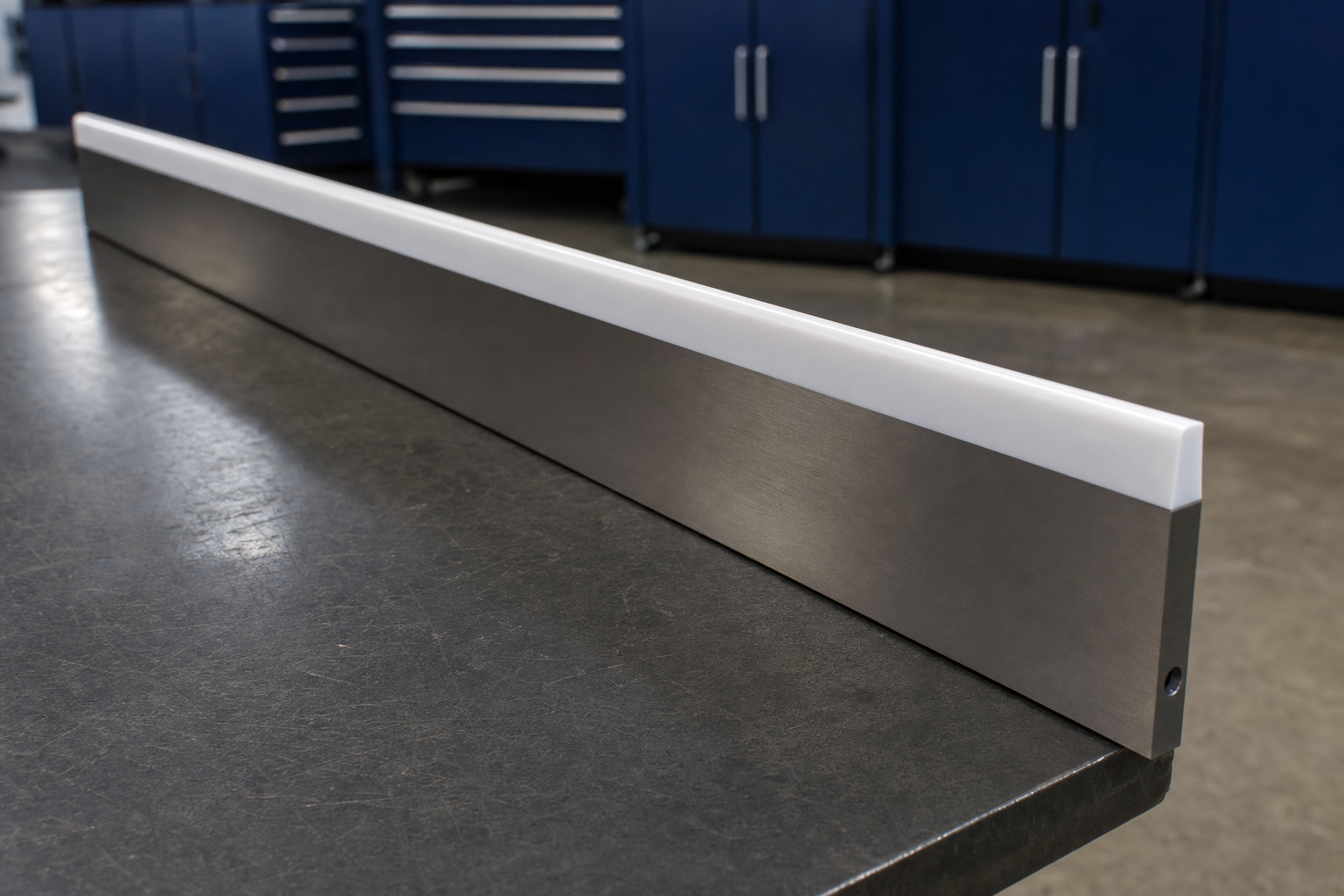 Industrial doctor blade with fresh PTFE coating in the AEGIS Advanced workshop