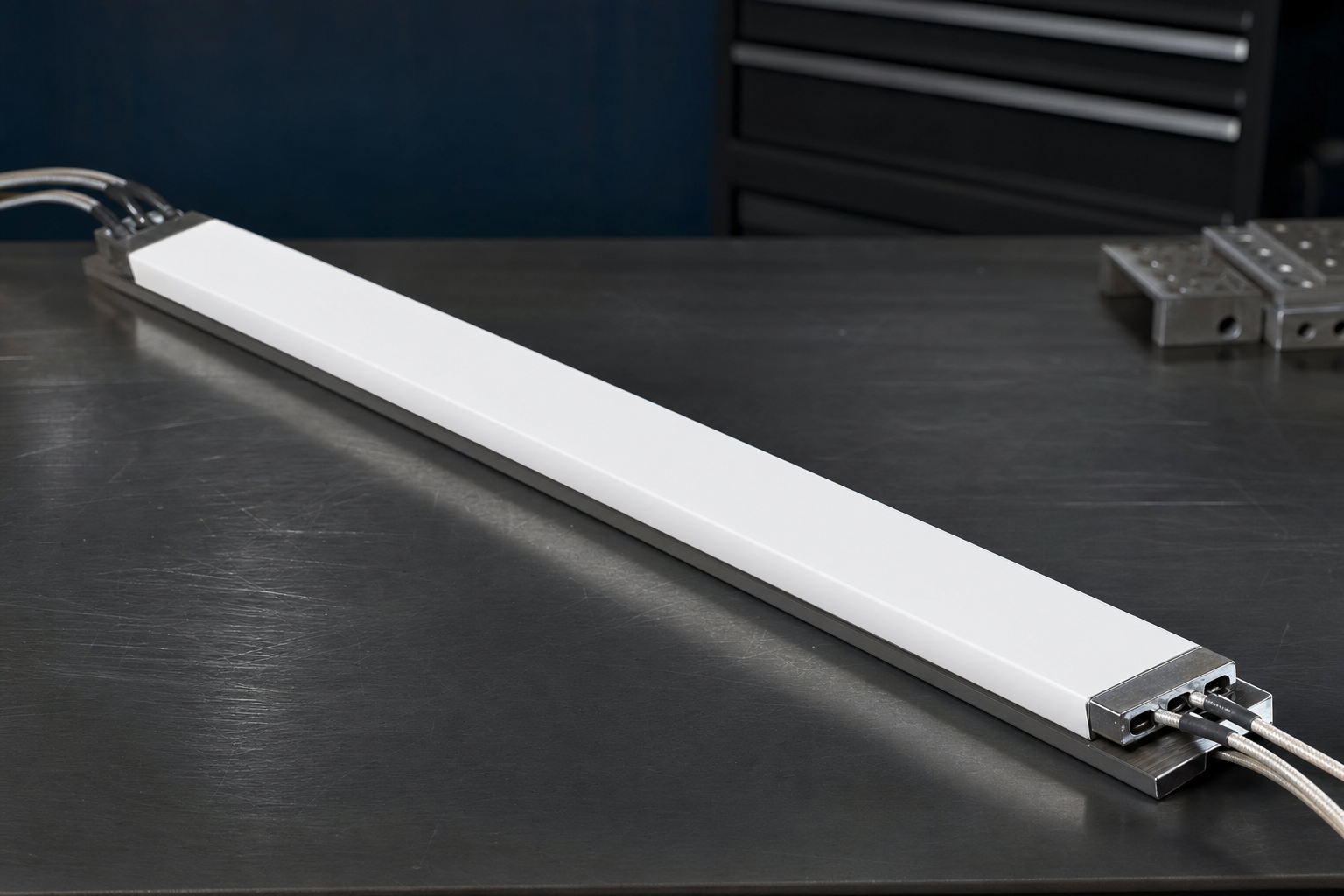 Heat seal bar with fresh PTFE coating on AEGIS Advanced workshop bench